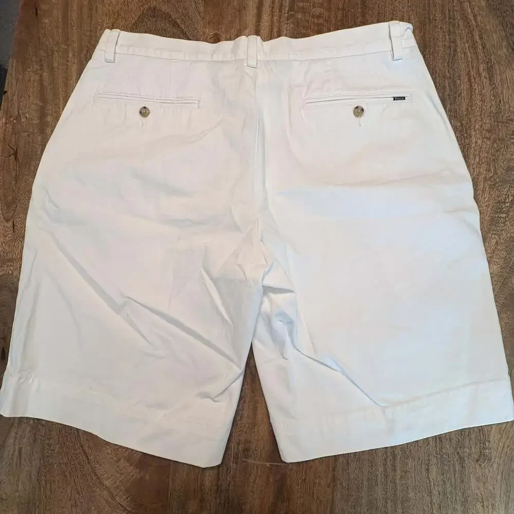 Polo Ralph Lauren Shorts Mens 35 White Chino Classic Fit 9 Inch Inseam Casual